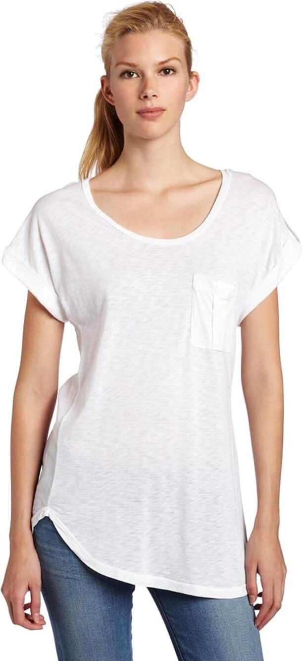 Splendid Slub Knit Jersey Short Sleeve Pocket High Top Blouse Top Size Small